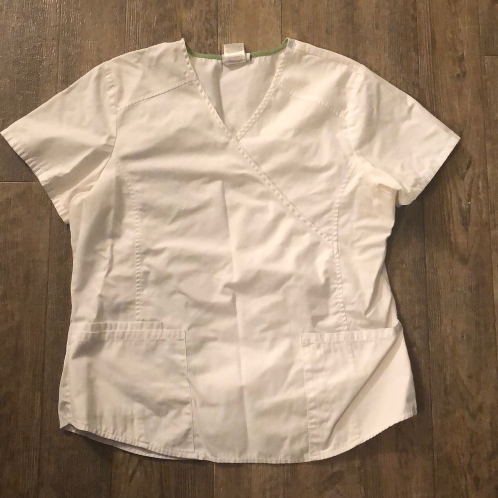 White scrub top